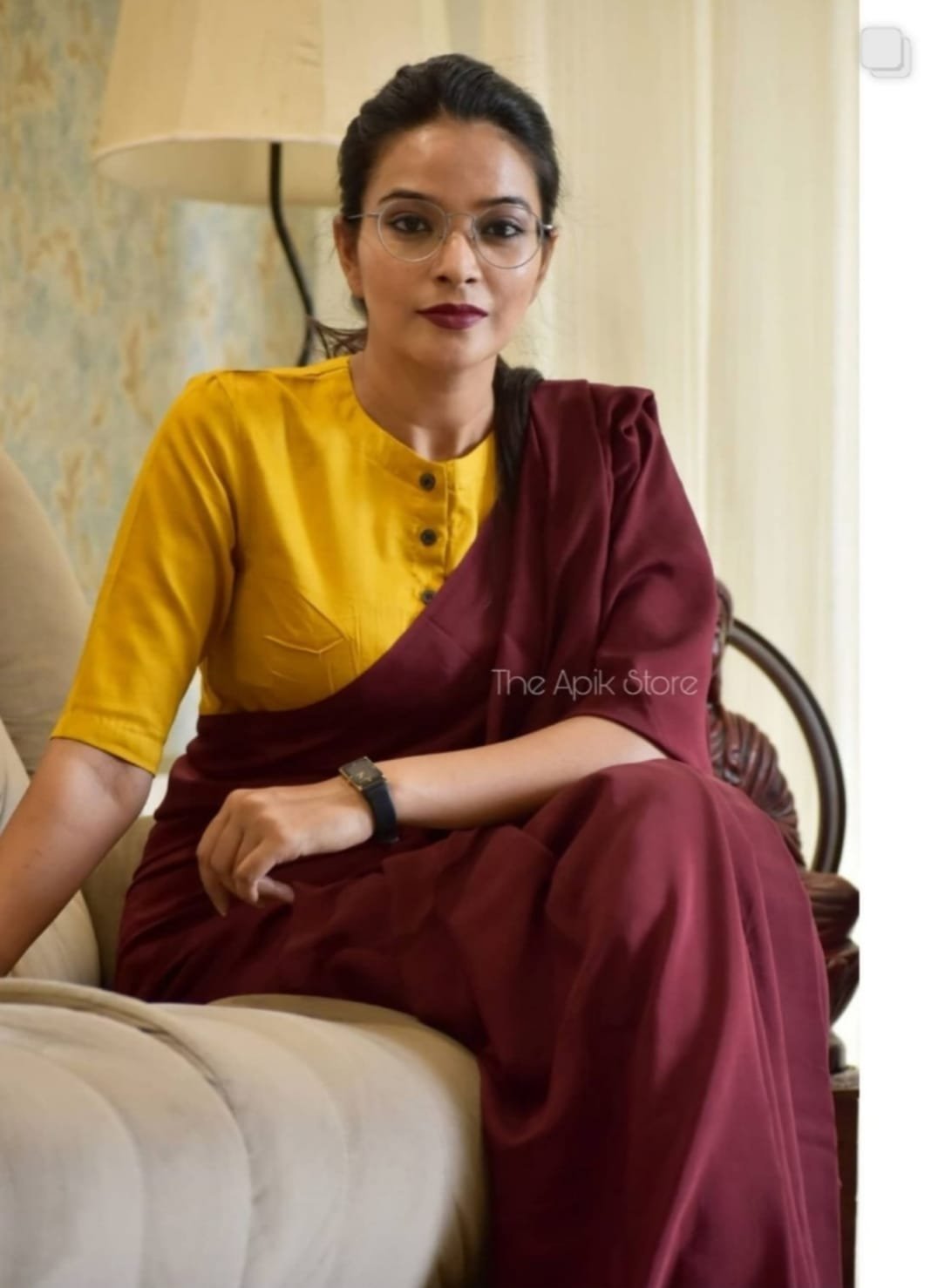 Bagru Block Plane Mulmul Cotton Saree